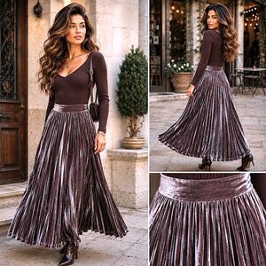 Whimsigoth Velvet Pleated L Fairygrunge Maxi Skirt Blush Rose Romantic Wedding